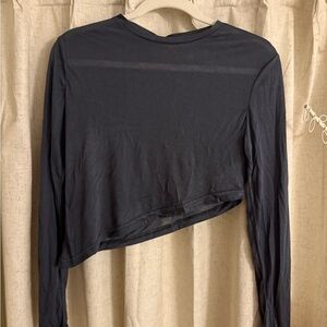 Women's Black Long Sleeve Crop Top